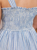 Vestido Joan de Tirantes Anudados - Rayas Azul y Blanco