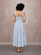 Vestido Joan de Tirantes Anudados - Rayas Azul y Blanco