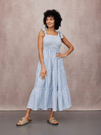 Vestido Joan de Tirantes Anudados - Rayas Azul y Blanco