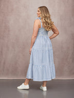 Vestido Joan de Tirantes Anudados - Rayas Azul y Blanco