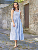 Vestido Joan de Tirantes Anudados - Rayas Azul y Blanco