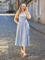 Vestido Joan de Tirantes Anudados - Rayas Azul y Blanco