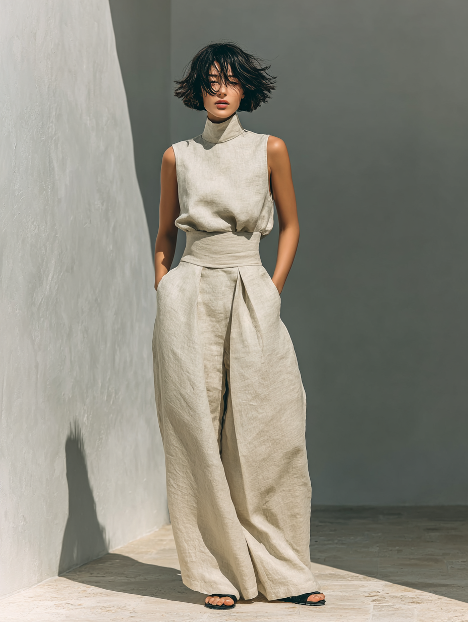 Maria - Ensemble minimaliste débardeur et pantalon large pour femme