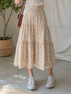 DAZY Falda con volantes y estampado floral diminuto