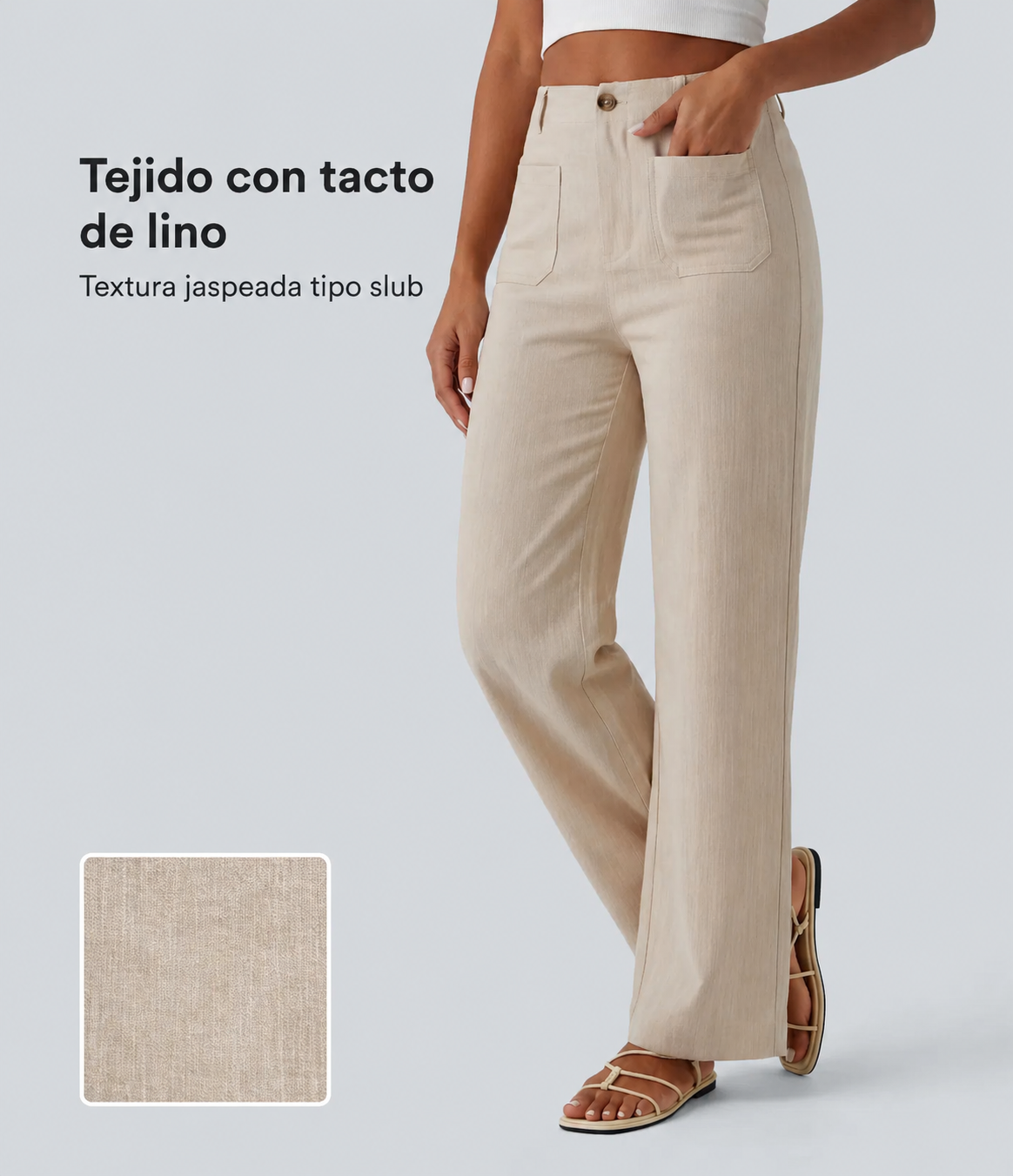 Pantalon talle alto con bolsillos