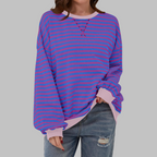 LUKA - Sudadera informal de manga larga con cuello redondo y rayas