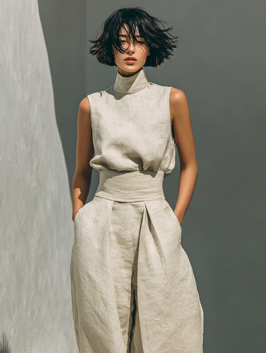 Maria - Ensemble minimaliste débardeur et pantalon large pour femme