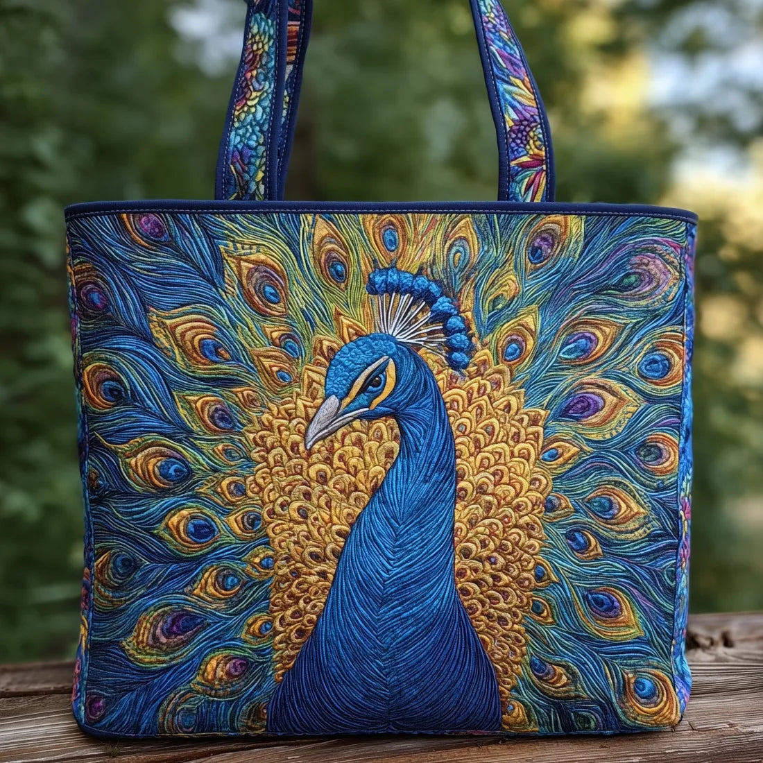 Pavo Real - Bolso Tote Acolchado Brillante