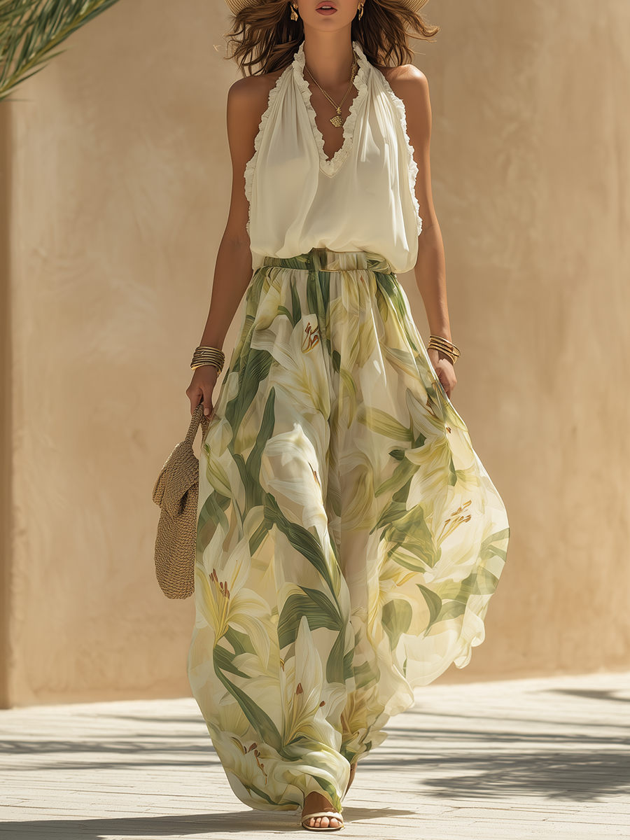 Conjunto Fluido Elegante con Estampado Floral