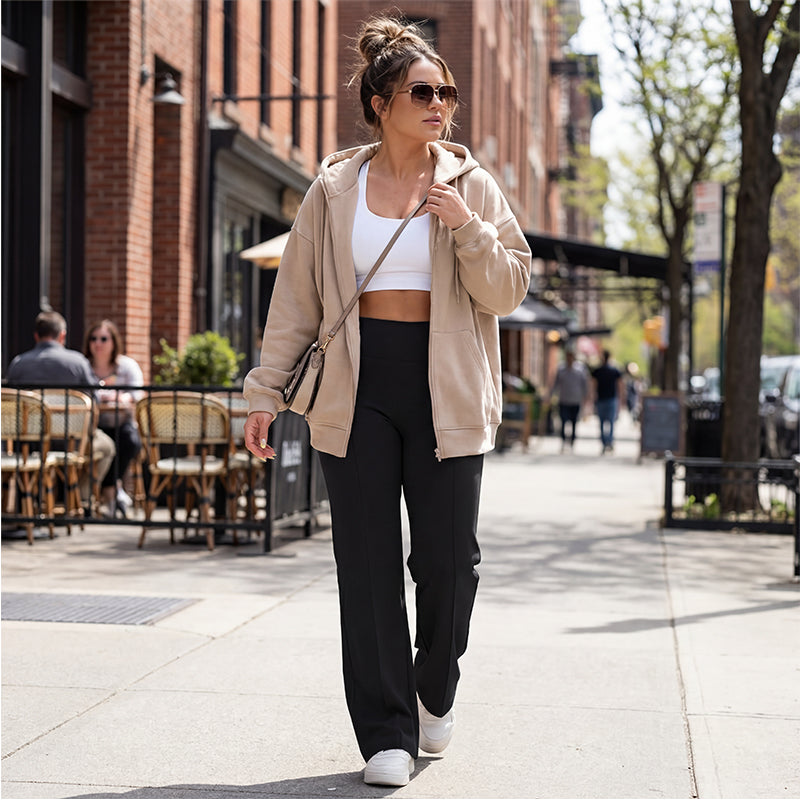 50% DE DESCUENTO Pantalones ROI casuales de mujer de cintura alta y pierna ancha