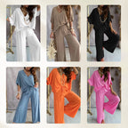 Traje casual holgado de color sólido para mujer