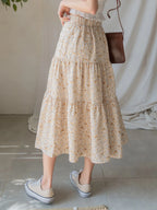 DAZY Falda con volantes y estampado floral diminuto