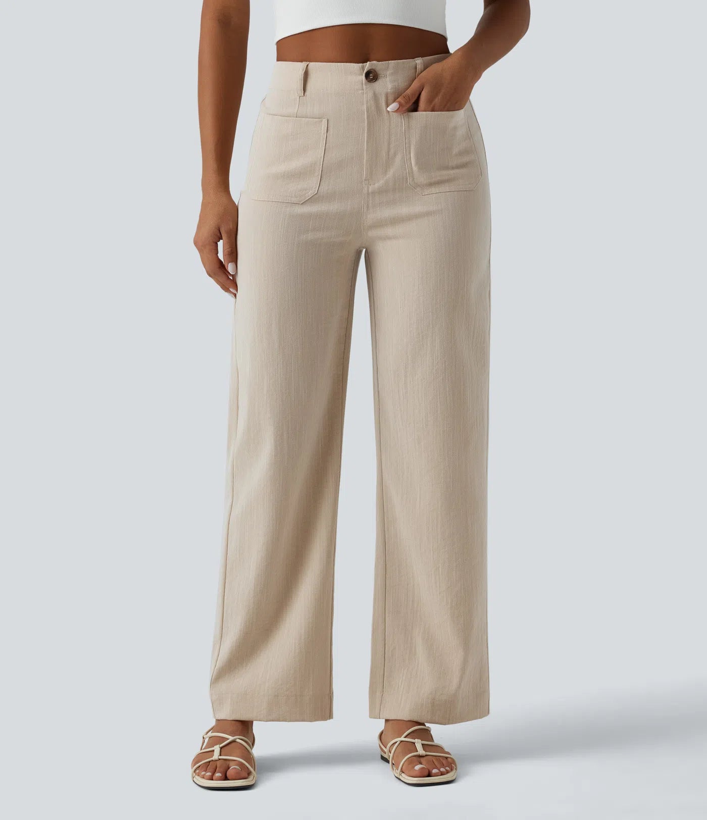 Pantalon talle alto con bolsillos