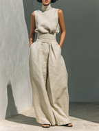 Maria - Ensemble minimaliste débardeur et pantalon large pour femme