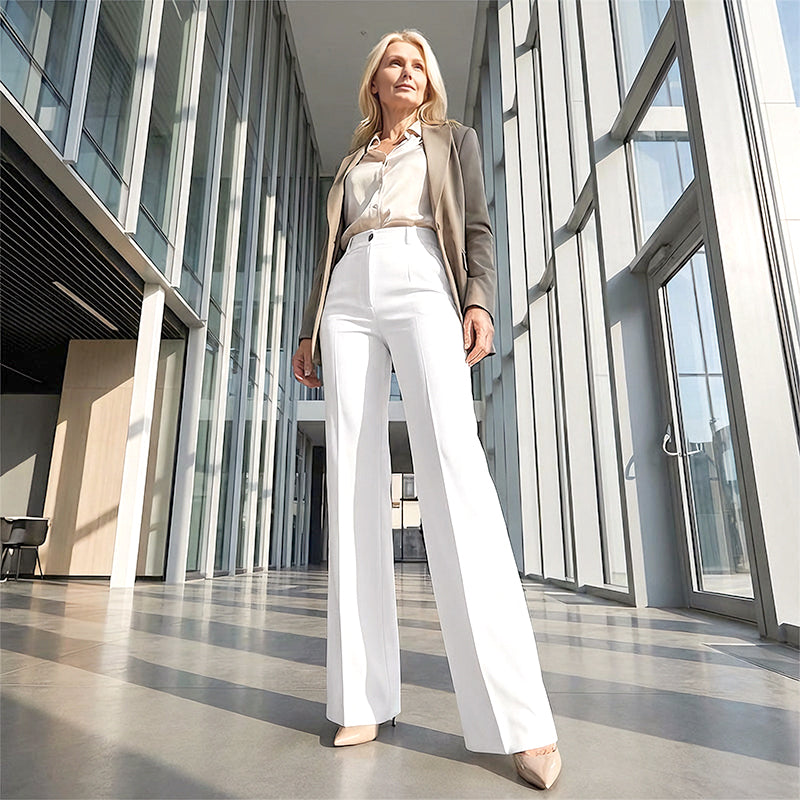 Pantalones de traje de mujer de cintura alta
