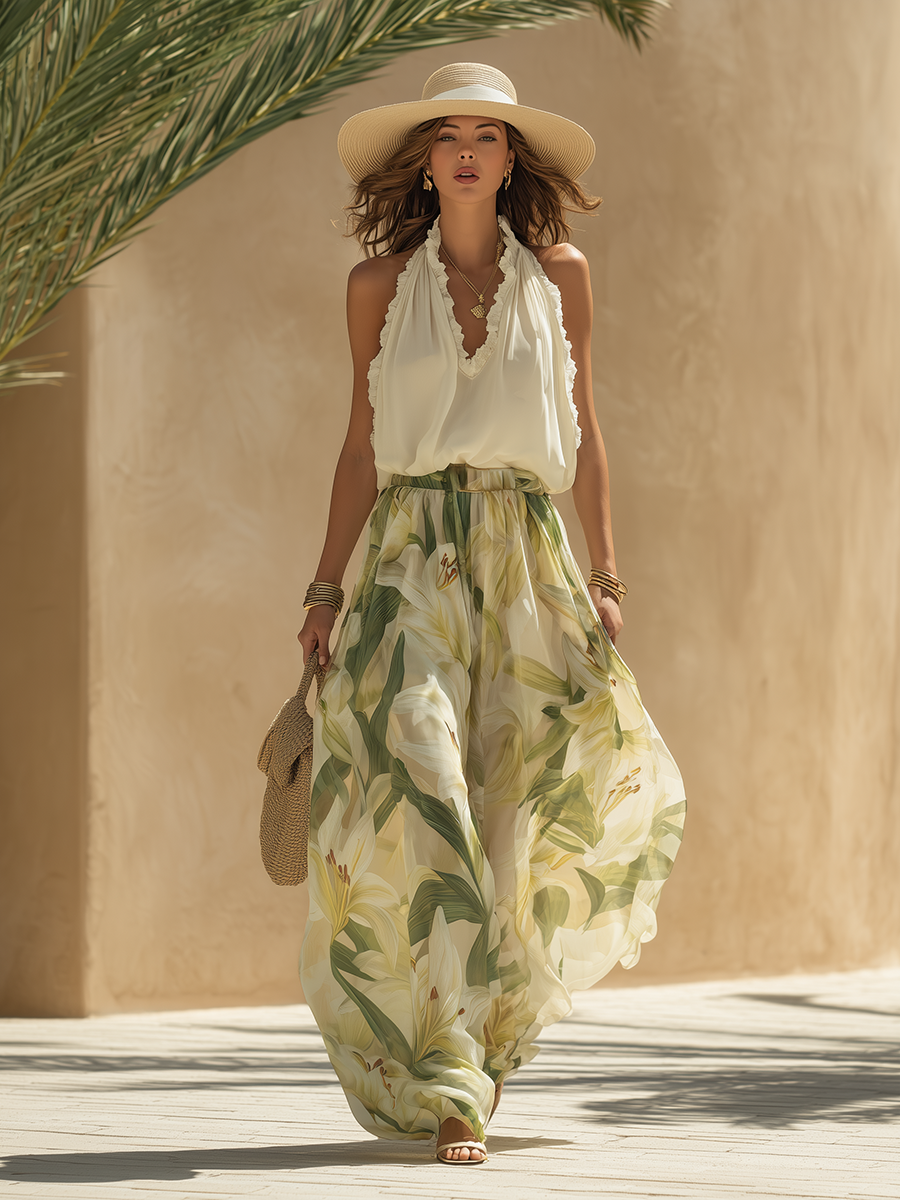 Conjunto Fluido Elegante con Estampado Floral