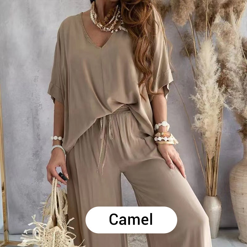 Traje casual holgado de color sólido para mujer