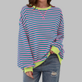 LUKA - Sudadera informal de manga larga con cuello redondo y rayas