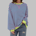 LUKA - Sudadera informal de manga larga con cuello redondo y rayas