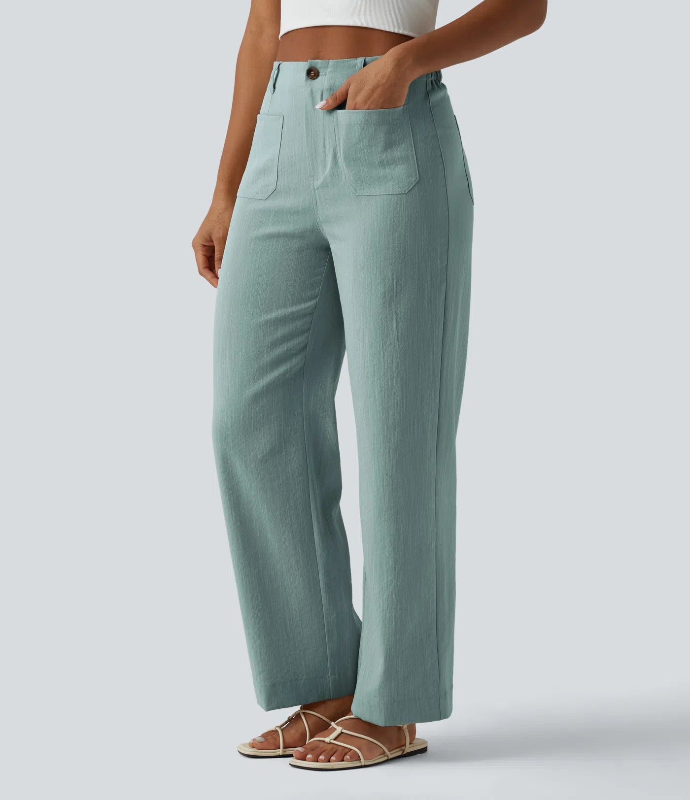 Pantalon talle alto con bolsillos