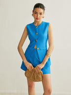 Conjunto de Chaleco Abotonado con Shorts