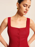 Top Chaleco Cuello Cuadrado de Algodón y Lino