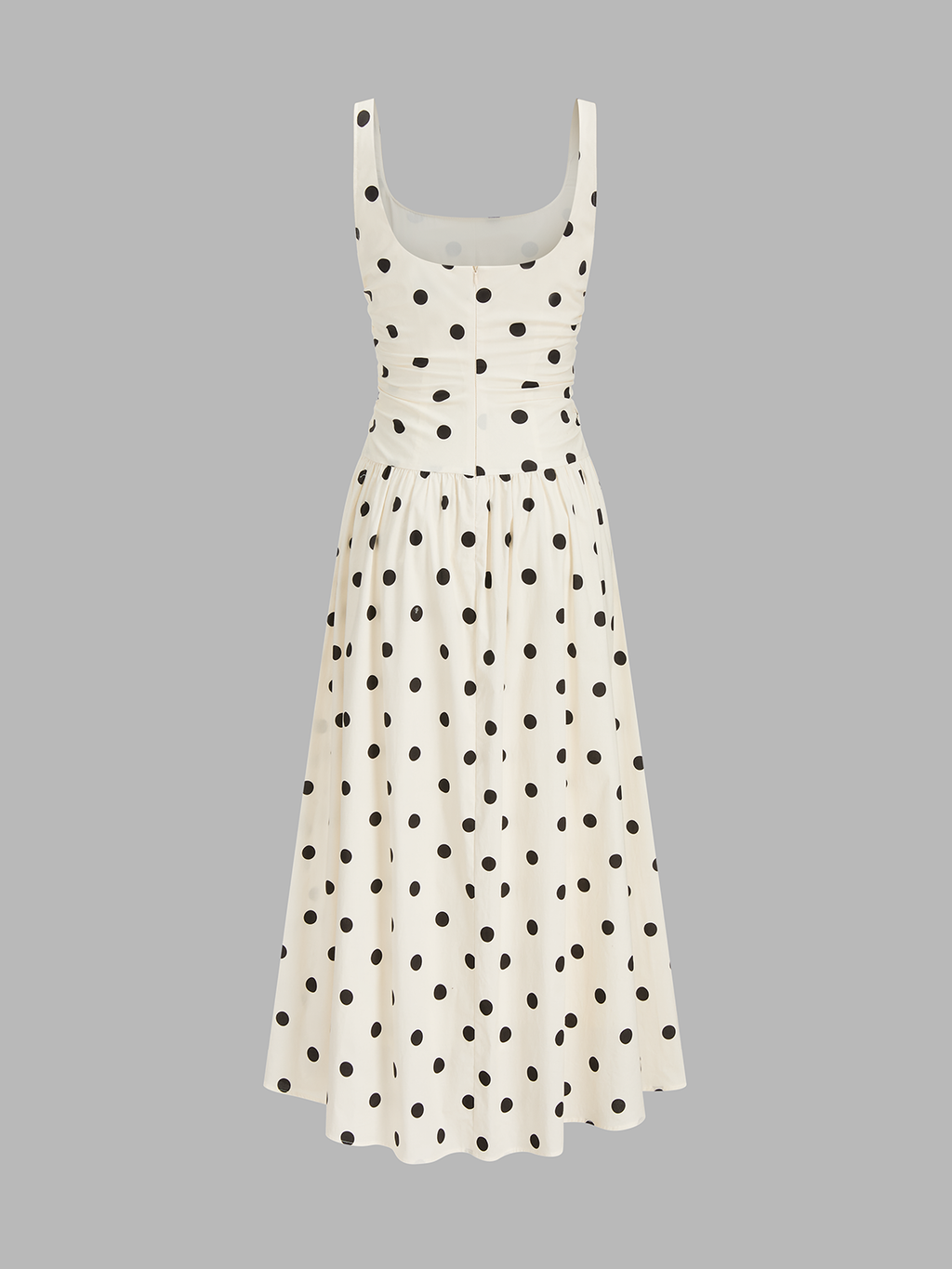 Vestido maxi cami fruncido de lunares