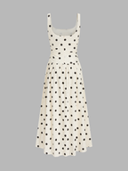 Vestido maxi cami fruncido de lunares