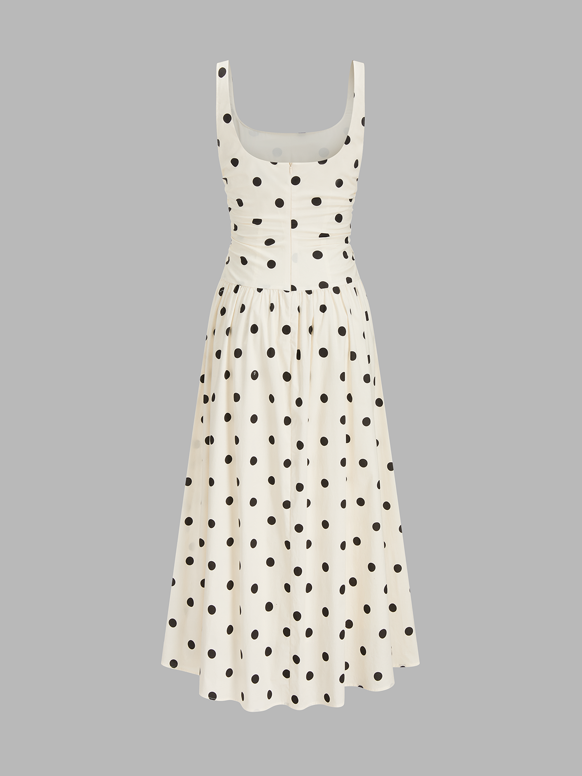 Vestido maxi cami fruncido de lunares