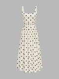 Vestido maxi cami fruncido de lunares