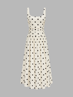 Vestido maxi cami fruncido de lunares