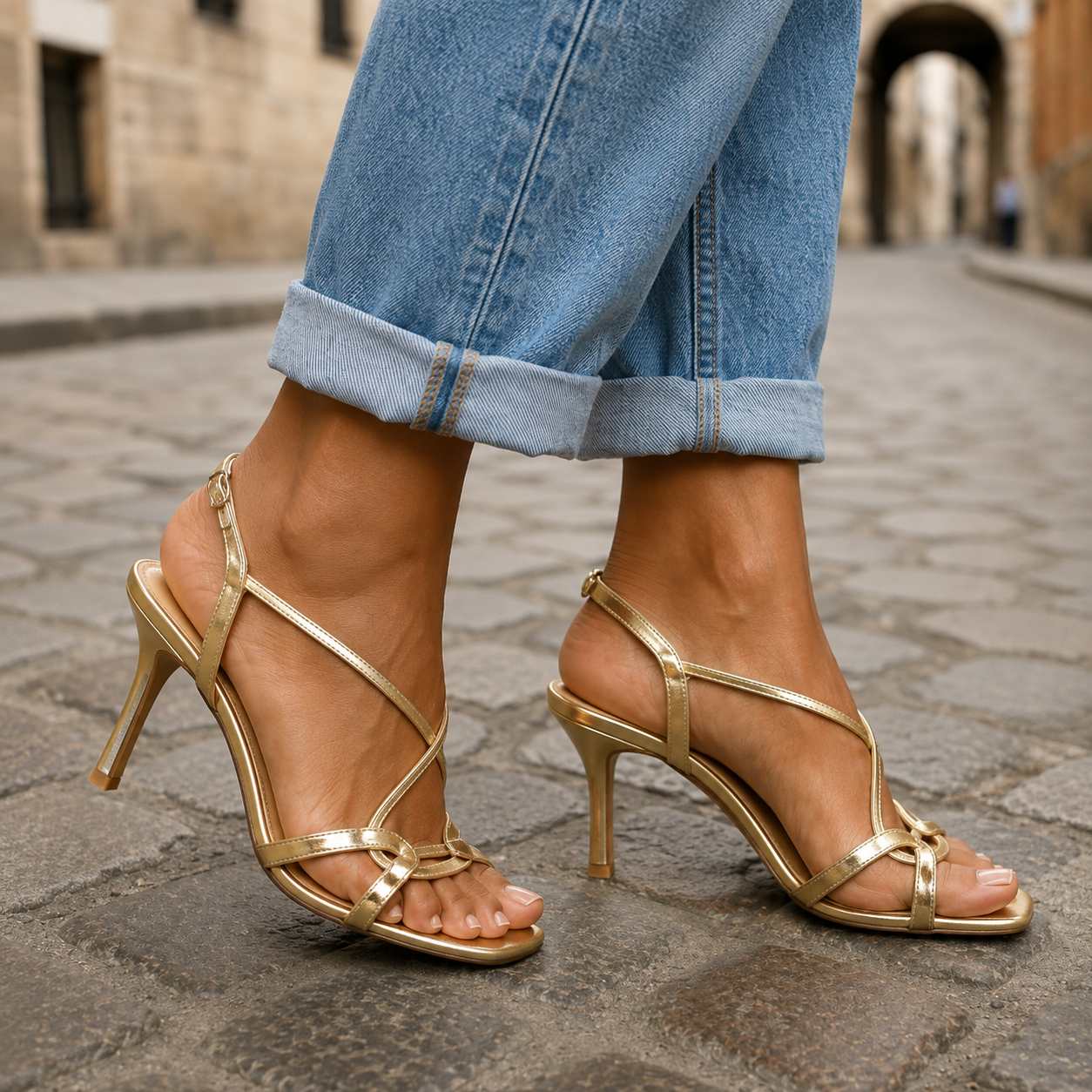 Valeria™ | Talons dorés – Élégance et confort