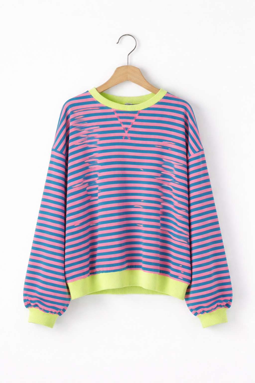 LUKA - Sudadera informal de manga larga con cuello redondo y rayas