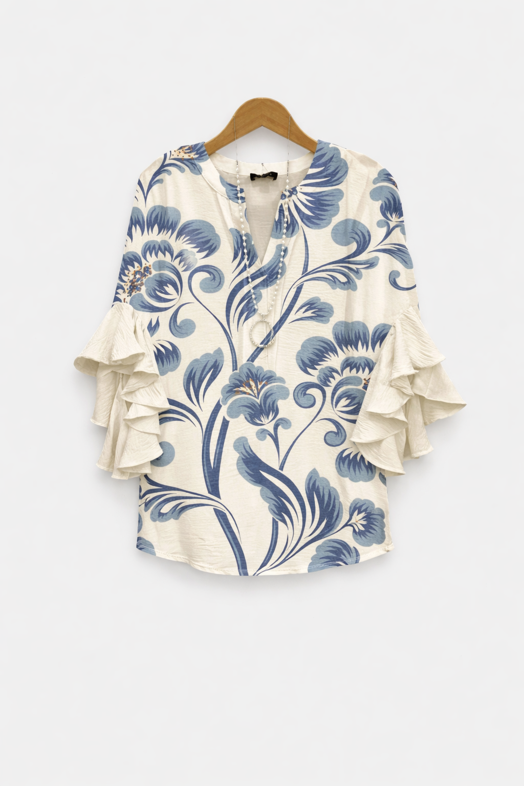 Cordelia | Blusa estampada de mujer con mangas con volantes