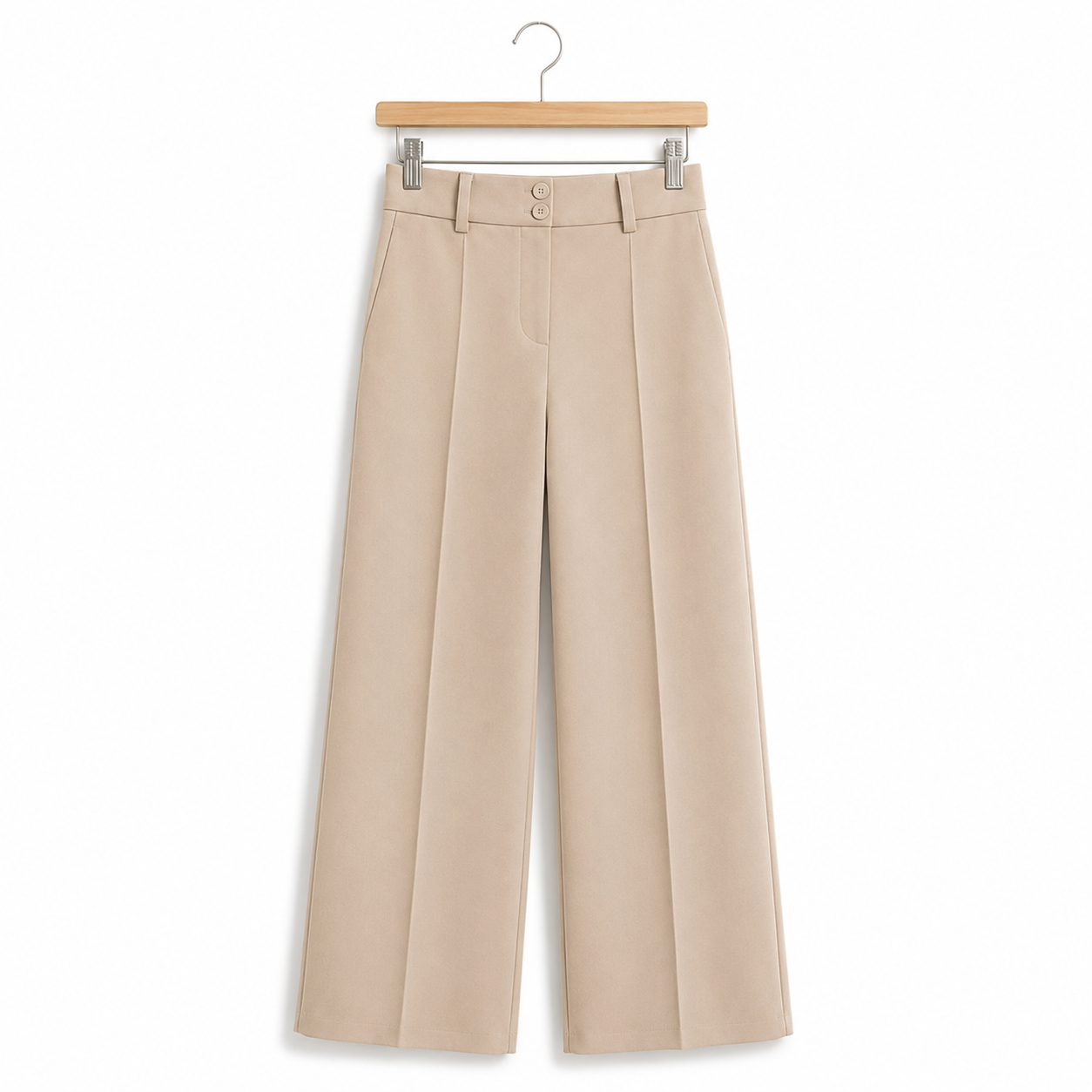 RUIZ | Pantalón de cintura ancha y pierna ancha de color liso para mujer