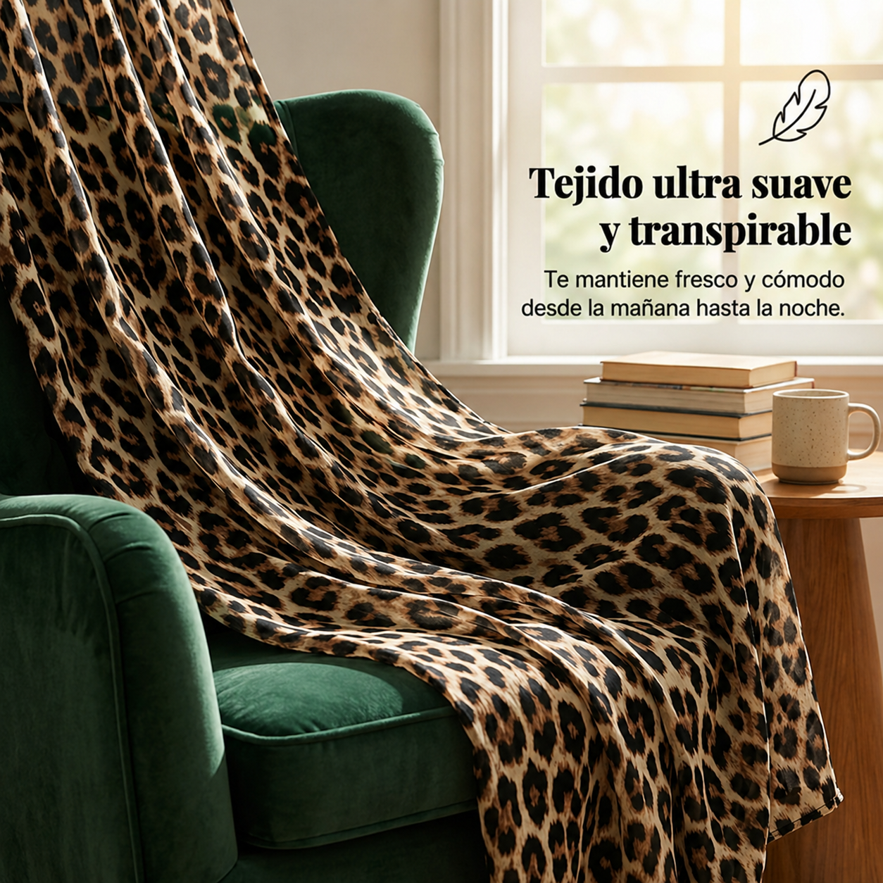 Mono cuello en V y pernera ancha, estampado leopardo