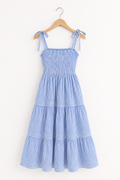 Vestido Joan de Tirantes Anudados - Rayas Azul y Blanco