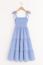 Vestido Joan de Tirantes Anudados - Rayas Azul y Blanco