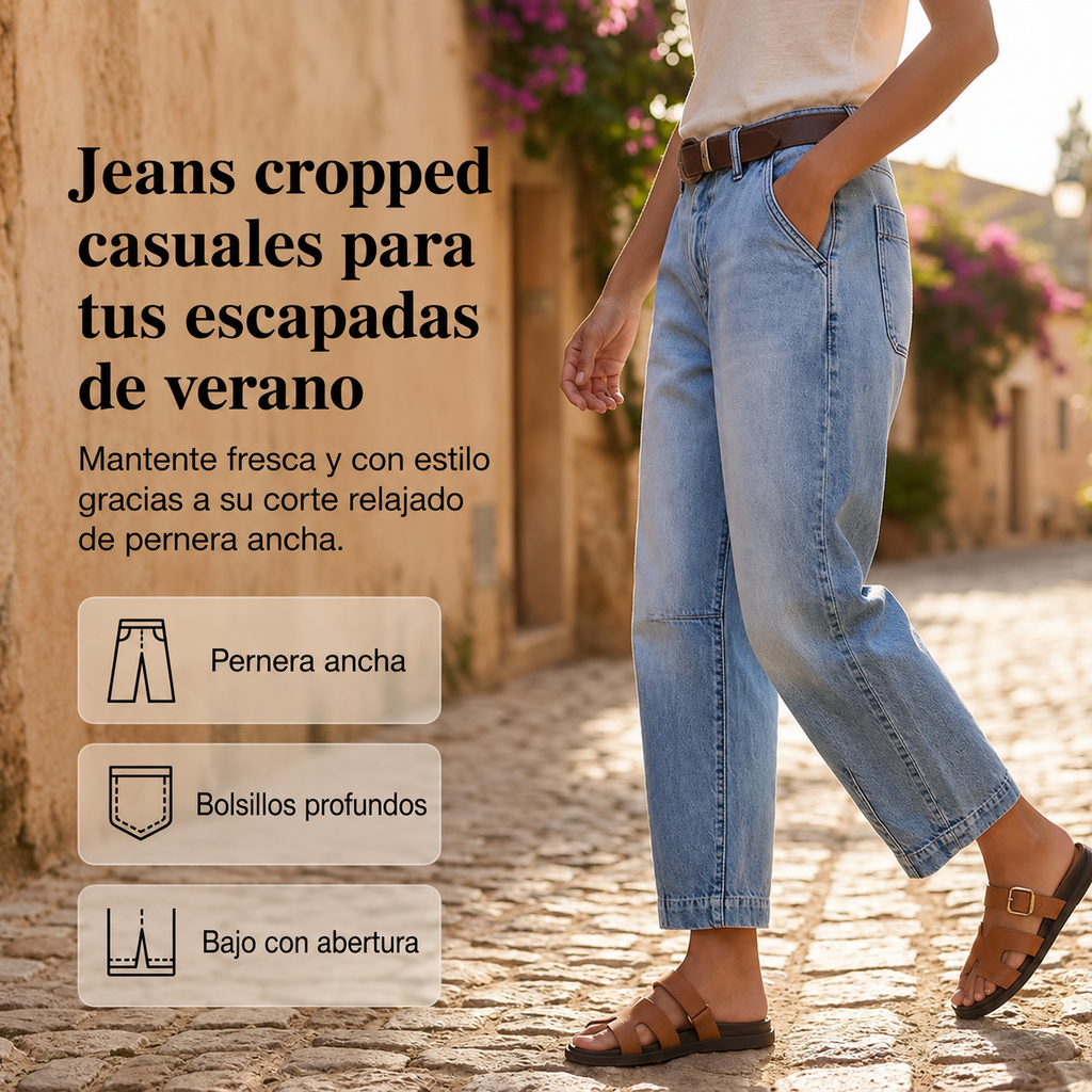 LOLA - 50 % DE RÉDUCTION  Jean Droit Court Taille Haute Femme : Coupe Flatteuse, Confortable et Parfait pour un Look Casual
