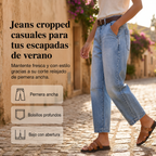 LOLA - 50 % DE RÉDUCTION  Jean Droit Court Taille Haute Femme : Coupe Flatteuse, Confortable et Parfait pour un Look Casual
