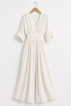 Amelia - Mono elegante con escote en V, cintura alta y pierna ancha