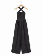 Bianca | Mono de lino y algodón con elegante escote cruzado