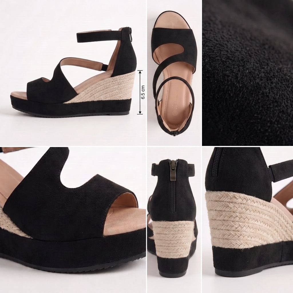 Monica | Sandales compensées en jute pour l’été avec fermeture velcro