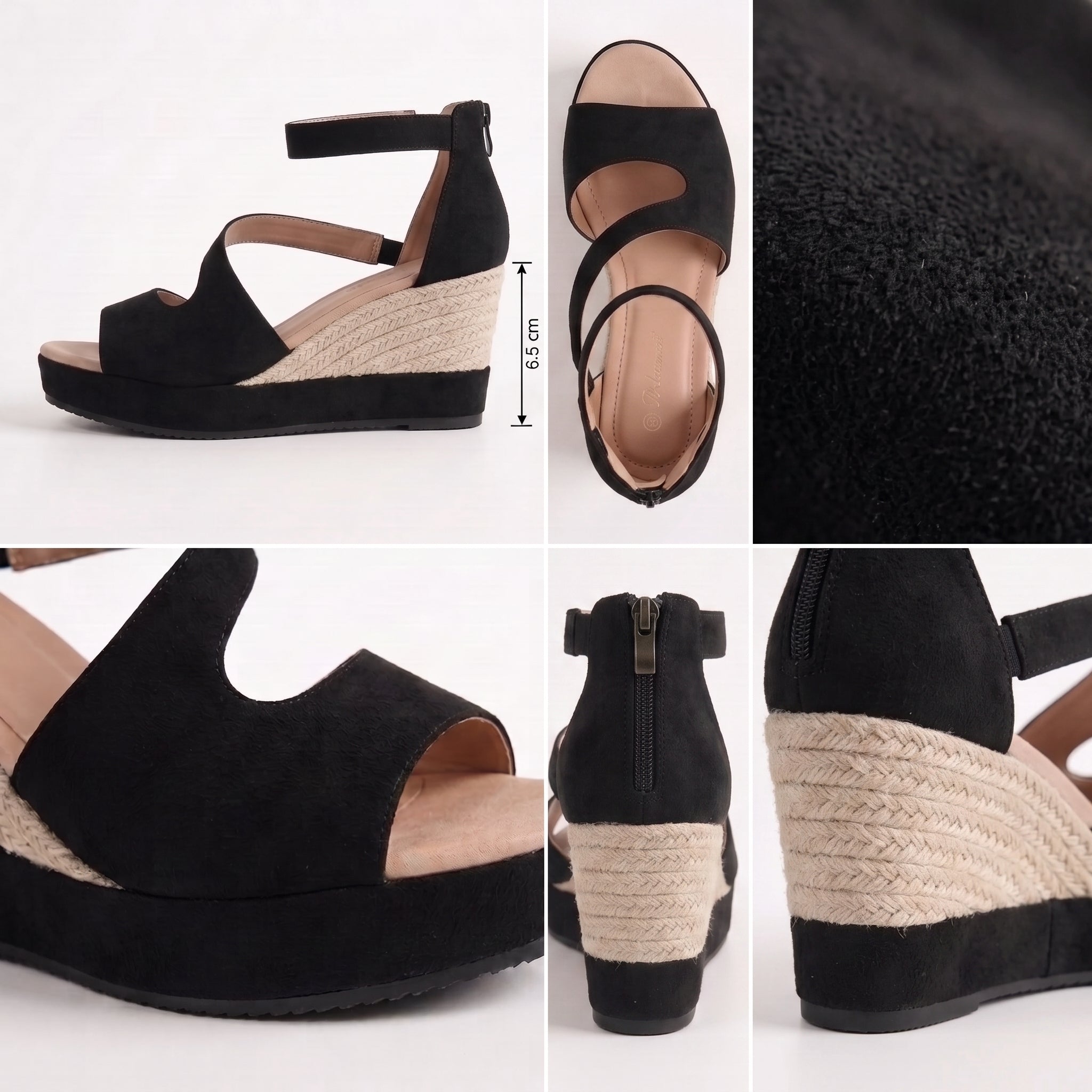 Monica | Sandales compensées en jute pour l’été avec fermeture velcro