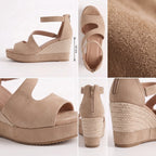 Monica | Sandales compensées en jute pour l’été avec fermeture velcro