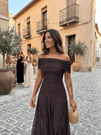 Robe longue Carla à épaules dénudées - Vert - XS