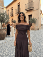 Robe longue Carla à épaules dénudées - Vert - S