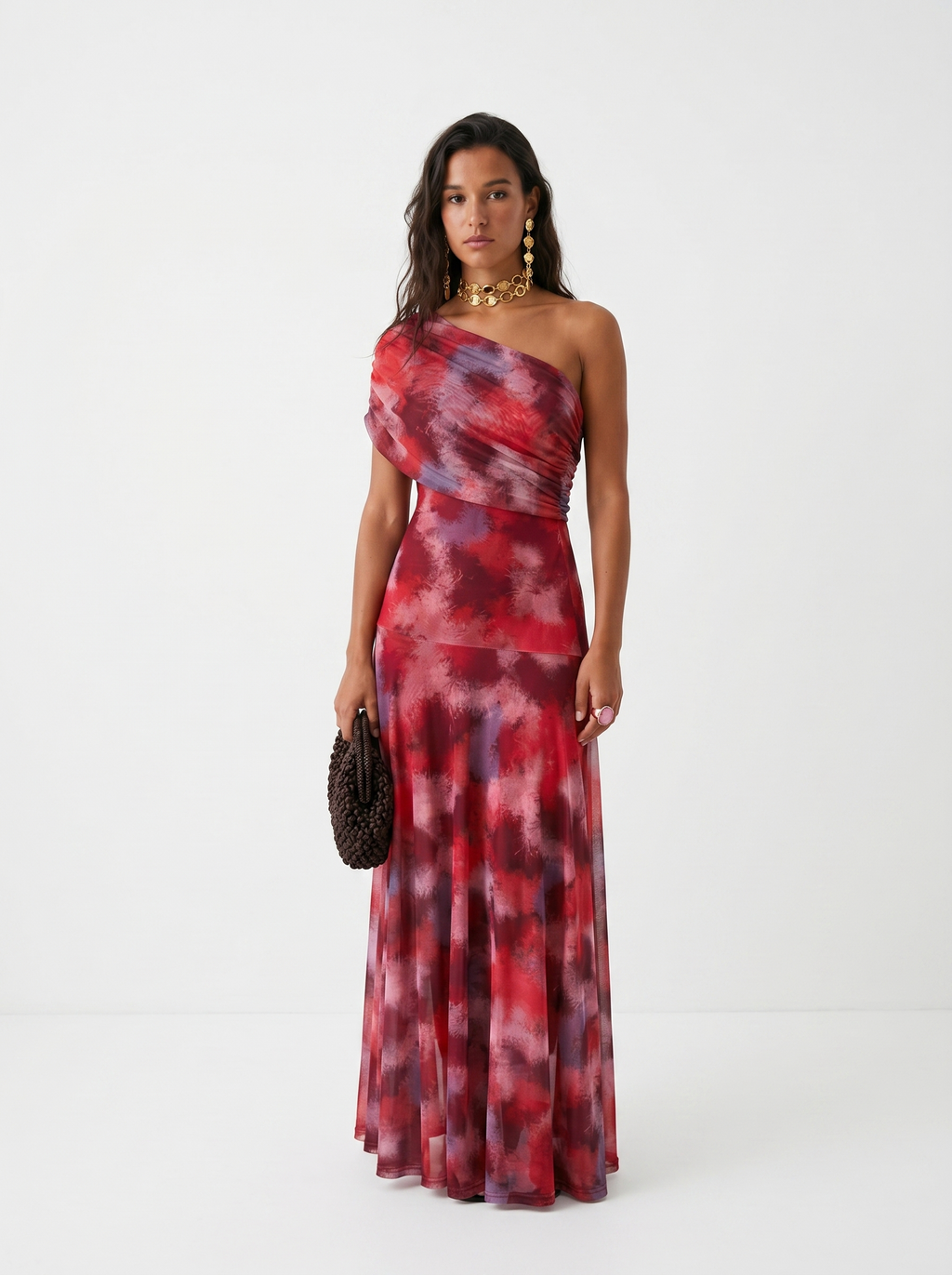 Robe longue Carla à épaules dénudées - Rouge - S