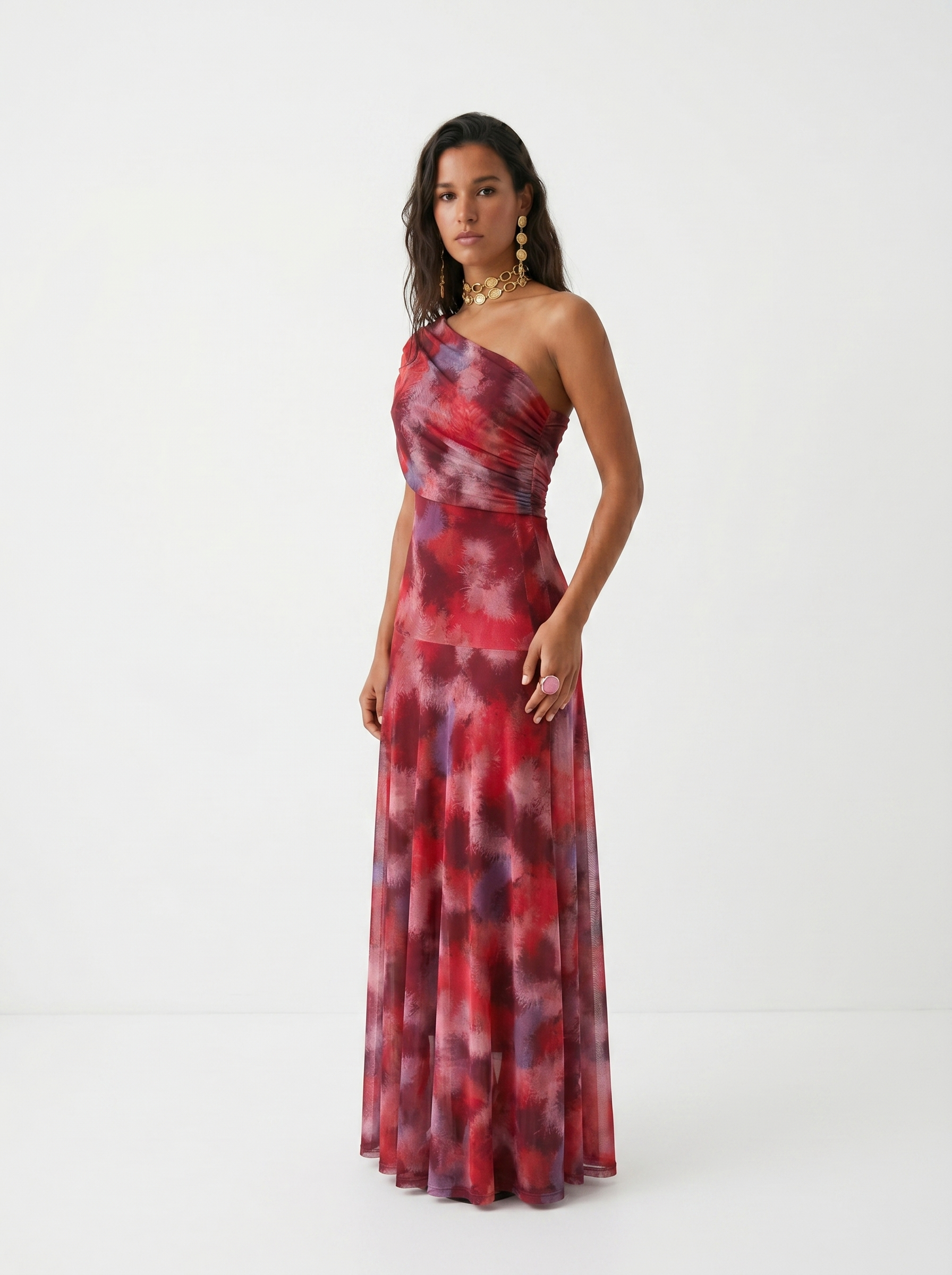 Robe longue Carla à épaules dénudées - Rouge - M