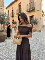 Robe longue Carla à épaules dénudées - Vert - M